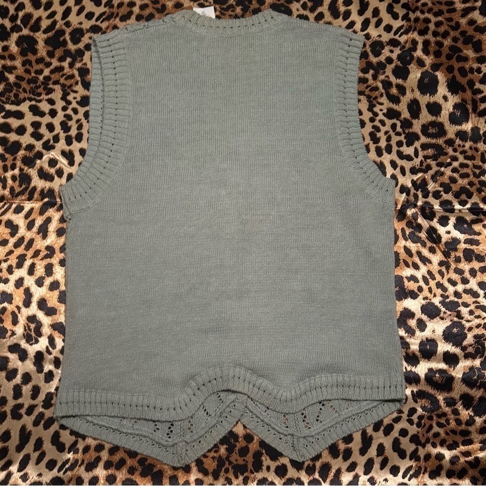 Jantzen Sage Green Knit Button-Up Vest - Picture 6 of 6